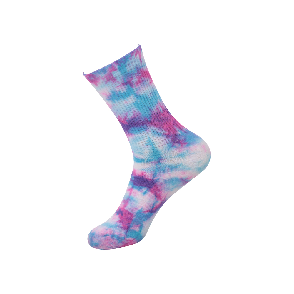 Meias de algodão de cano médio tie-dye de cano médio